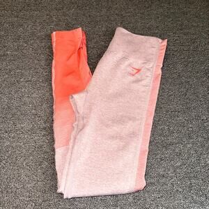 Gymshark Seamless Leggings Women’s Small Coral Pink Ombre Workout Gym Pull On